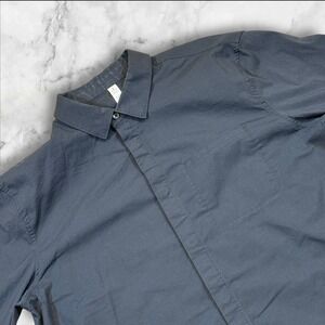 Lululemon Mens XL Long‎ Sleeve Button Down Shirt Navy Blue Cotton Lycra Blend